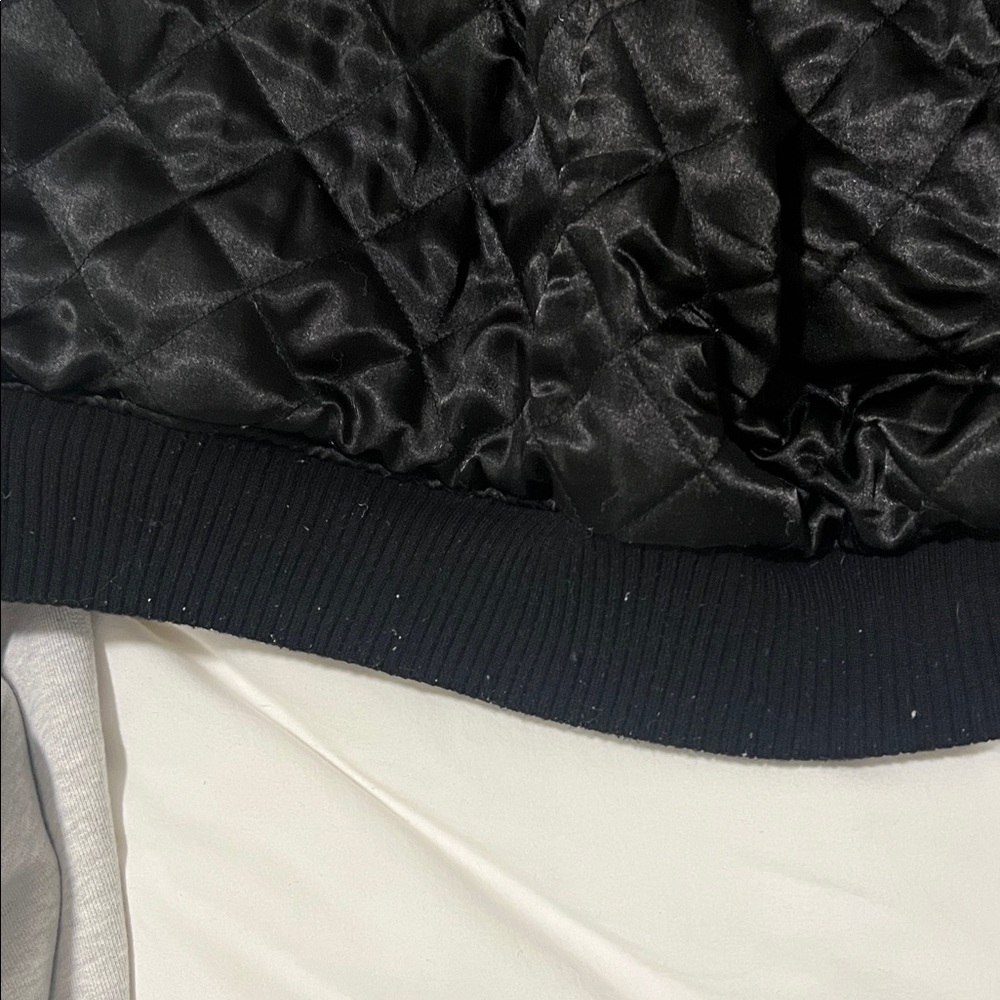 Quince Black 100% Leather Shearling Trim Aviator Jacket Bomber - Picture 9 of 12